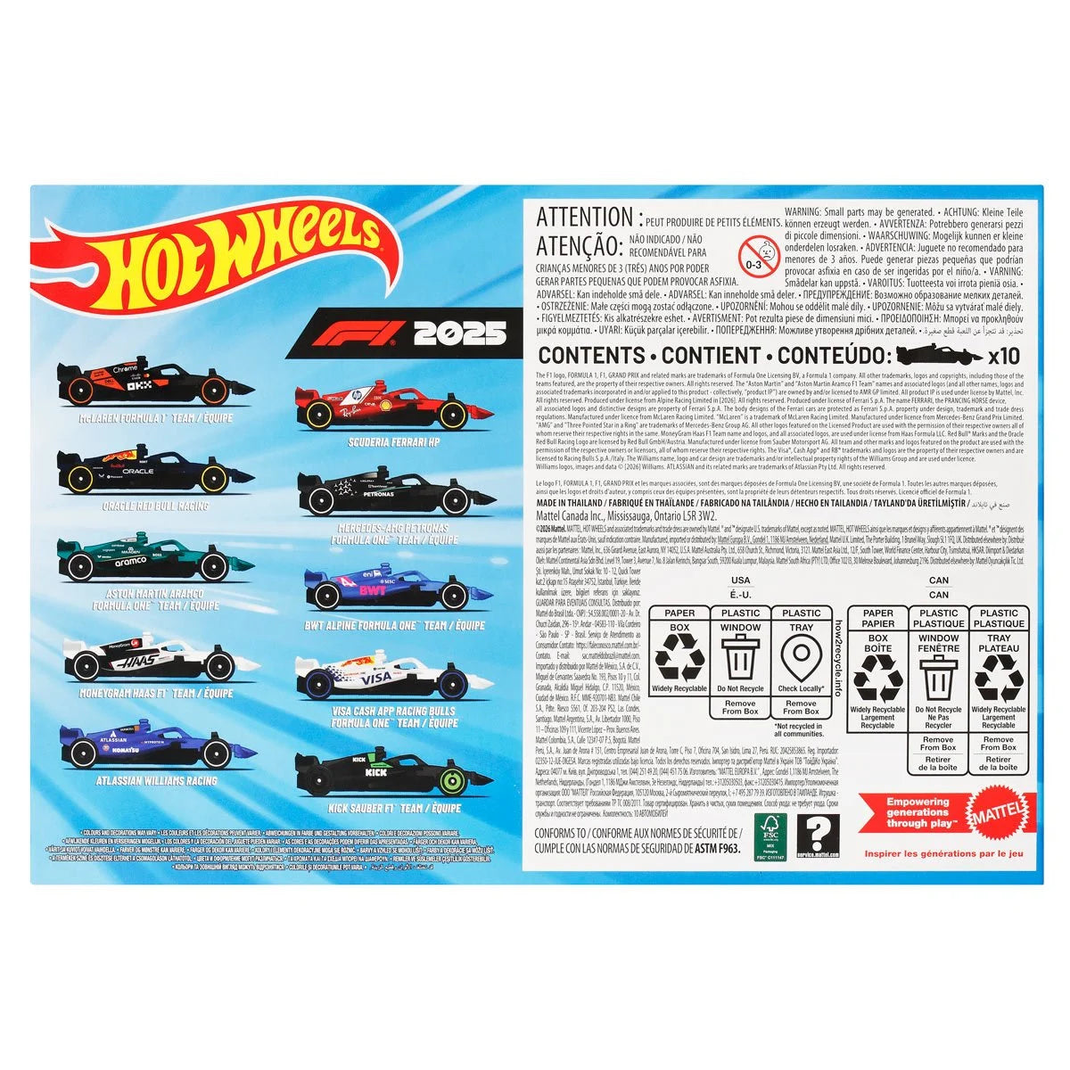 Hot Wheels Formula 1 Vehicle 10-Pack