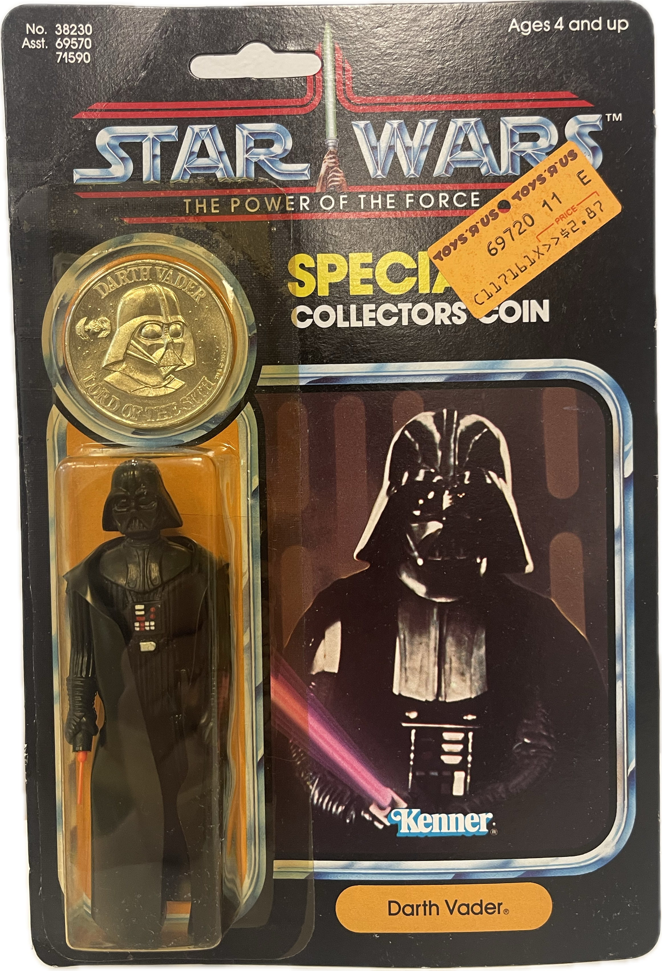 1984 Star Wars 92 Back Power Of The Force Darth Vader w/ Coin 