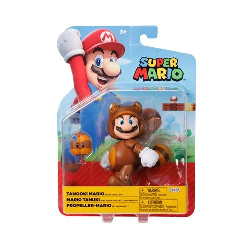 World Nintendo Super Mario 4-Inch Figures Wave 43 Tanooki Mario with leaf