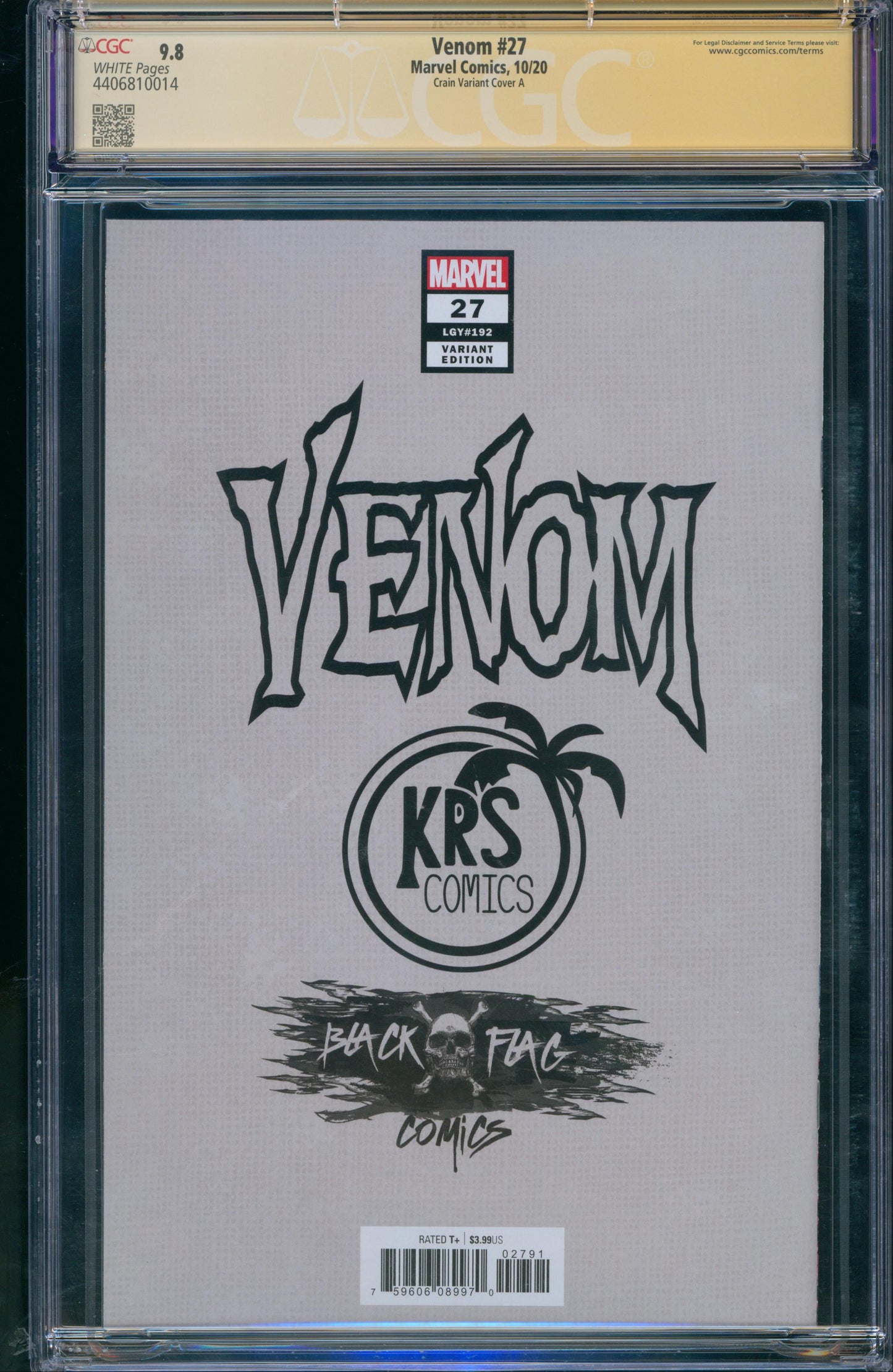 Venom #27 CGC Signature Series 9.8 Signed by Clayton Crain - Variant Cover A
