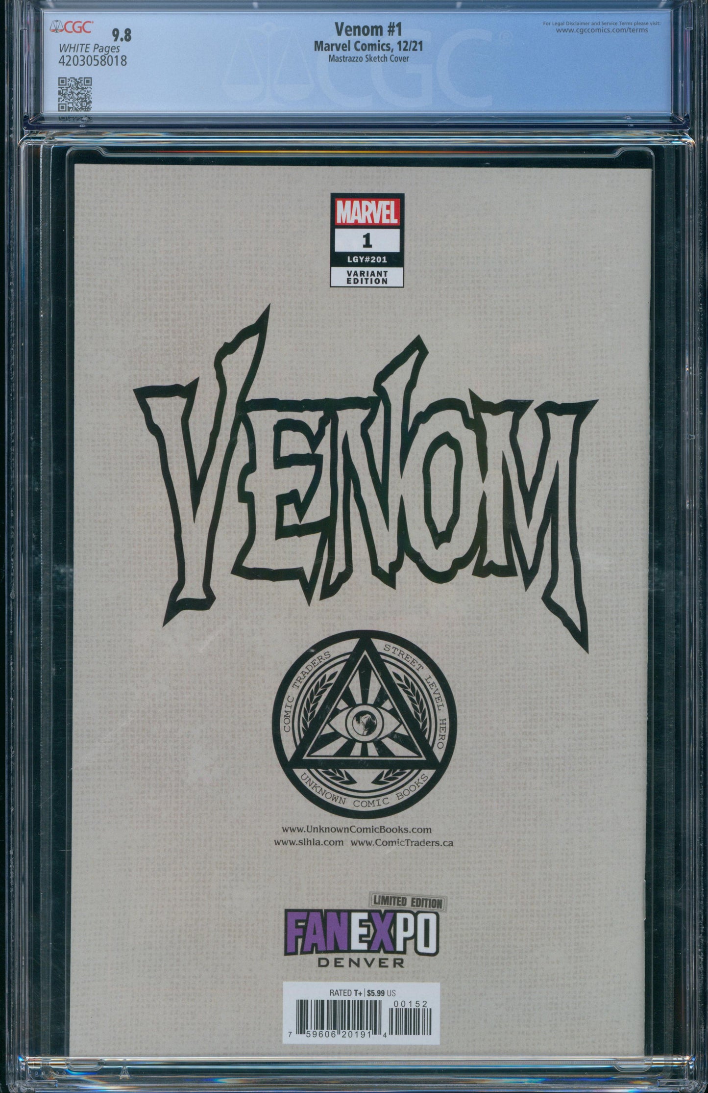 Venom #1 2021 CGC 9.8 - Mastrazzo Sketch Cover