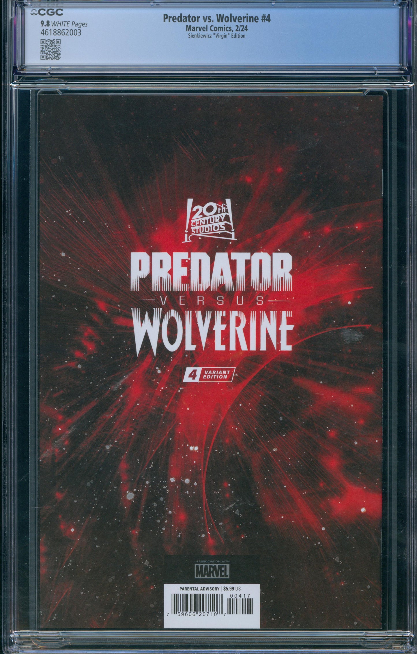Predator vs. Wolverine #4 CGC 9.8 - Sienkiewicz "Virgin" Edition
