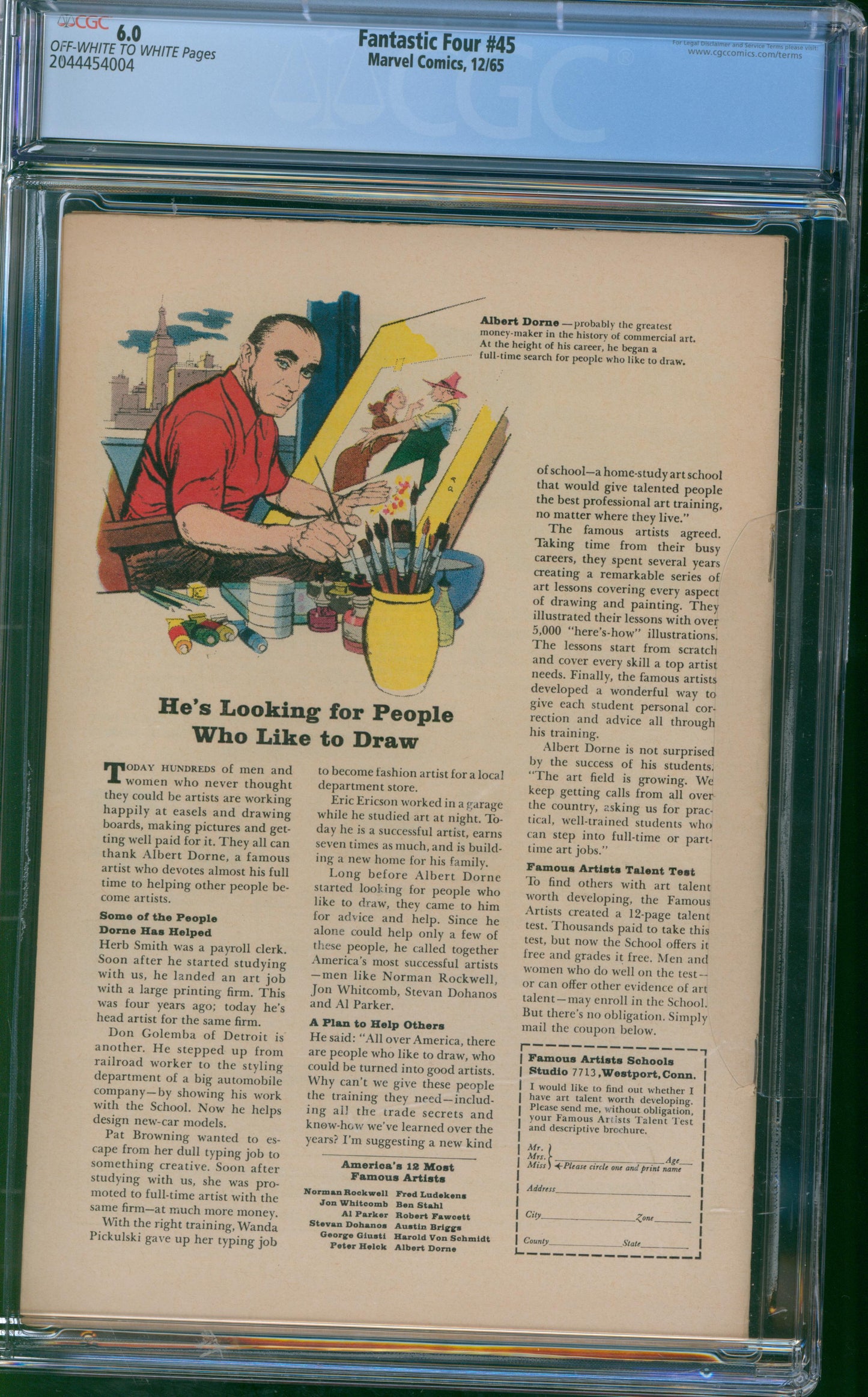 Fantastic Four #45 1965 CGC 6.0 - 1st Appearance of Lockjaw & The Inhumans