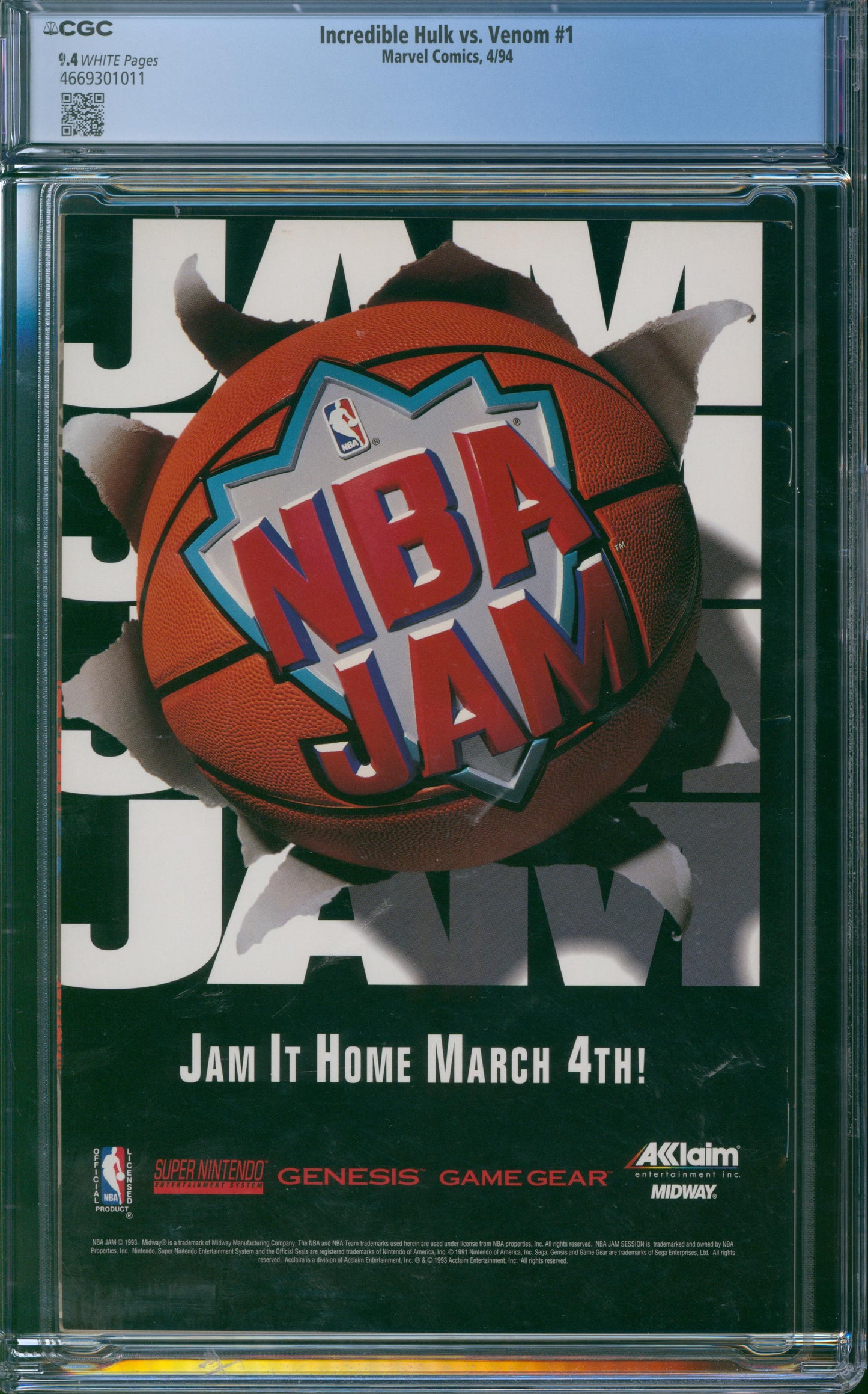 Incredible Hulk vs. Venom #1 1994 CGC 9.4 - Red Foil Logo - Embossed Cover