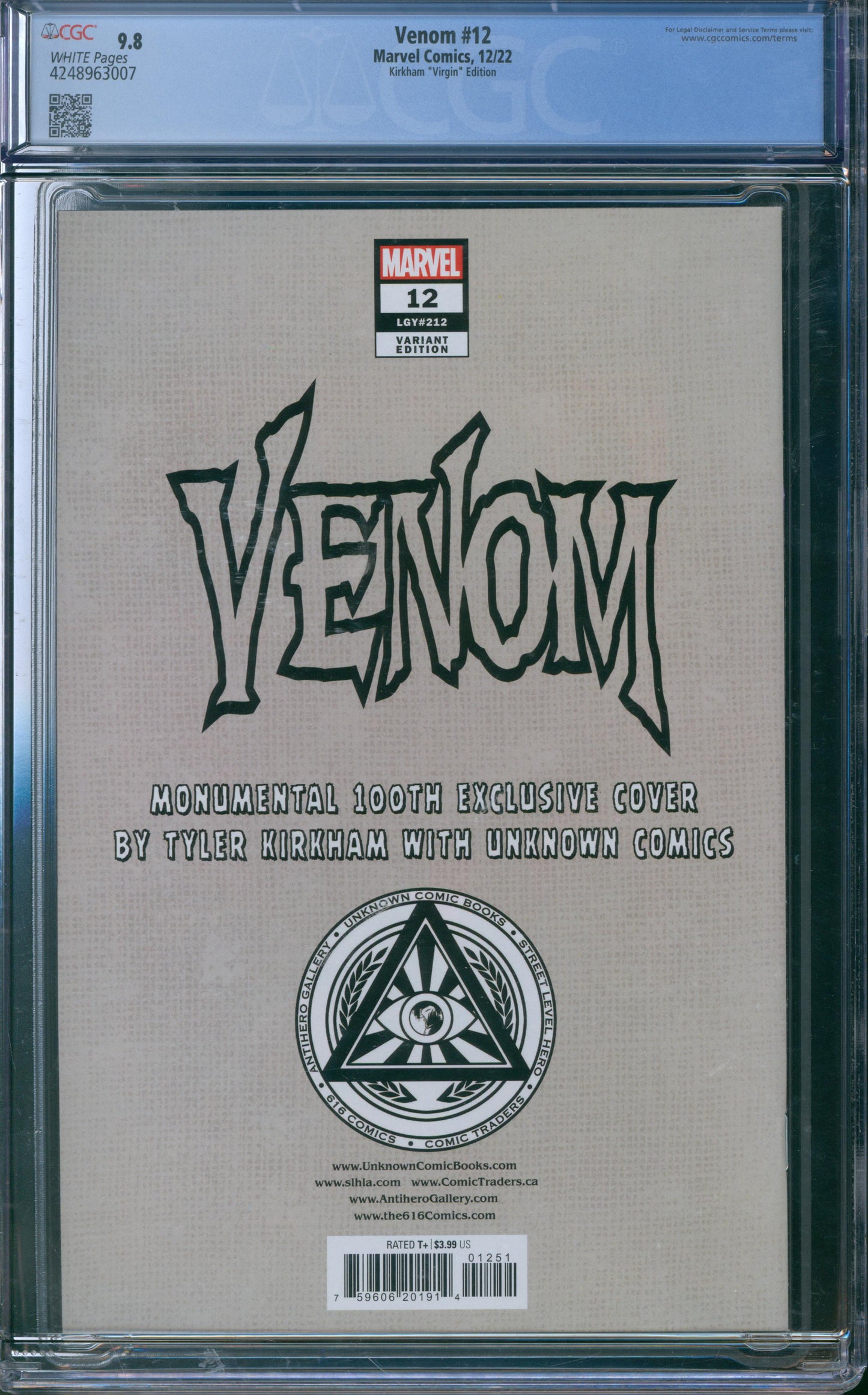 Venom #12 CGC 9.8 Kirkham "Virgin" Edition - 2022