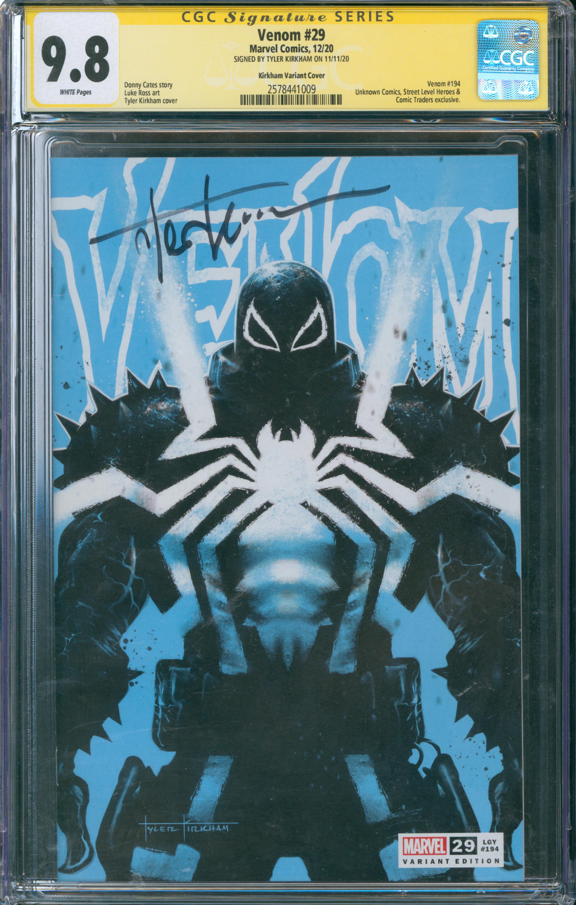 Venom #29 CGC 9.8 Signature Series TYLER KIRKHAM - Kirkham Variant
