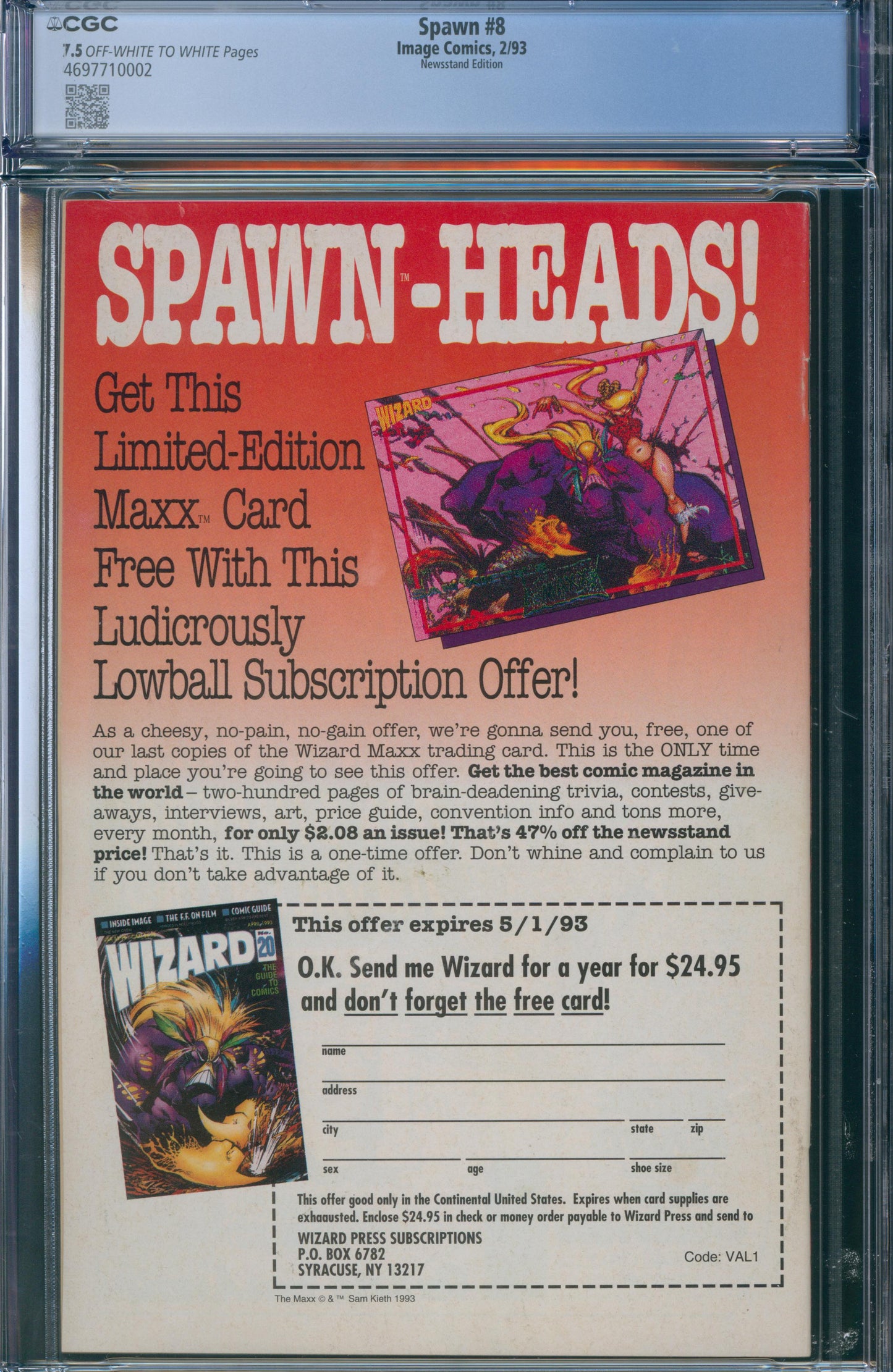 Spawn #8 CGC 7.5 Newsstand Edition - 1993