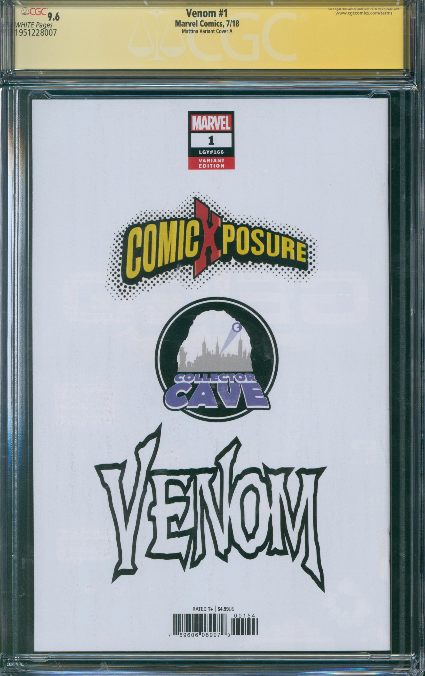Venom #1 CGC 9.6 Mattina Variant Cover SIGNED BY DONNY CATES ON 7/21/18