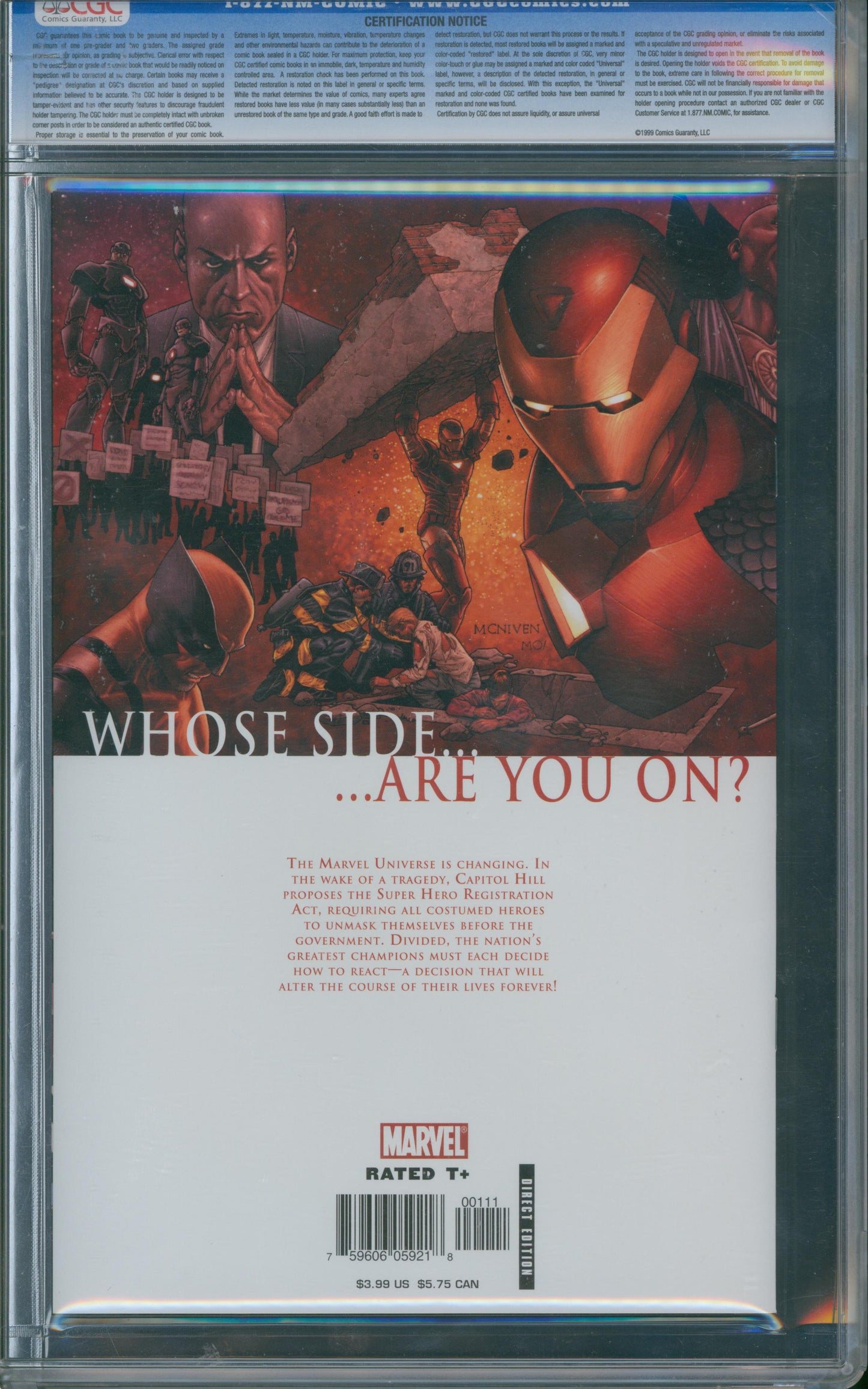 Civil War #1 CGC 9.8 - "Death" of the New Warriors