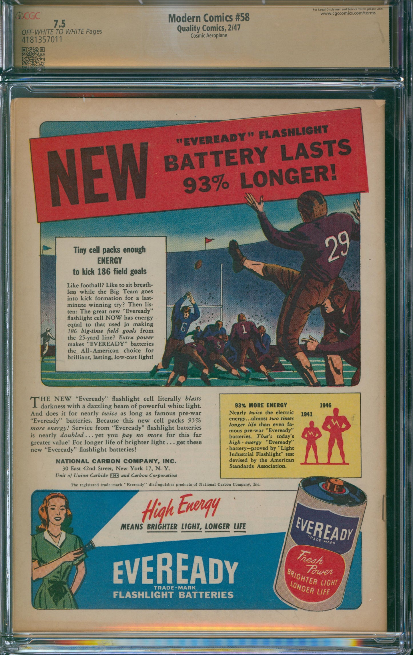 Modern Comics #58 CGC 7.5 - Cosmic Aeroplane - 1947