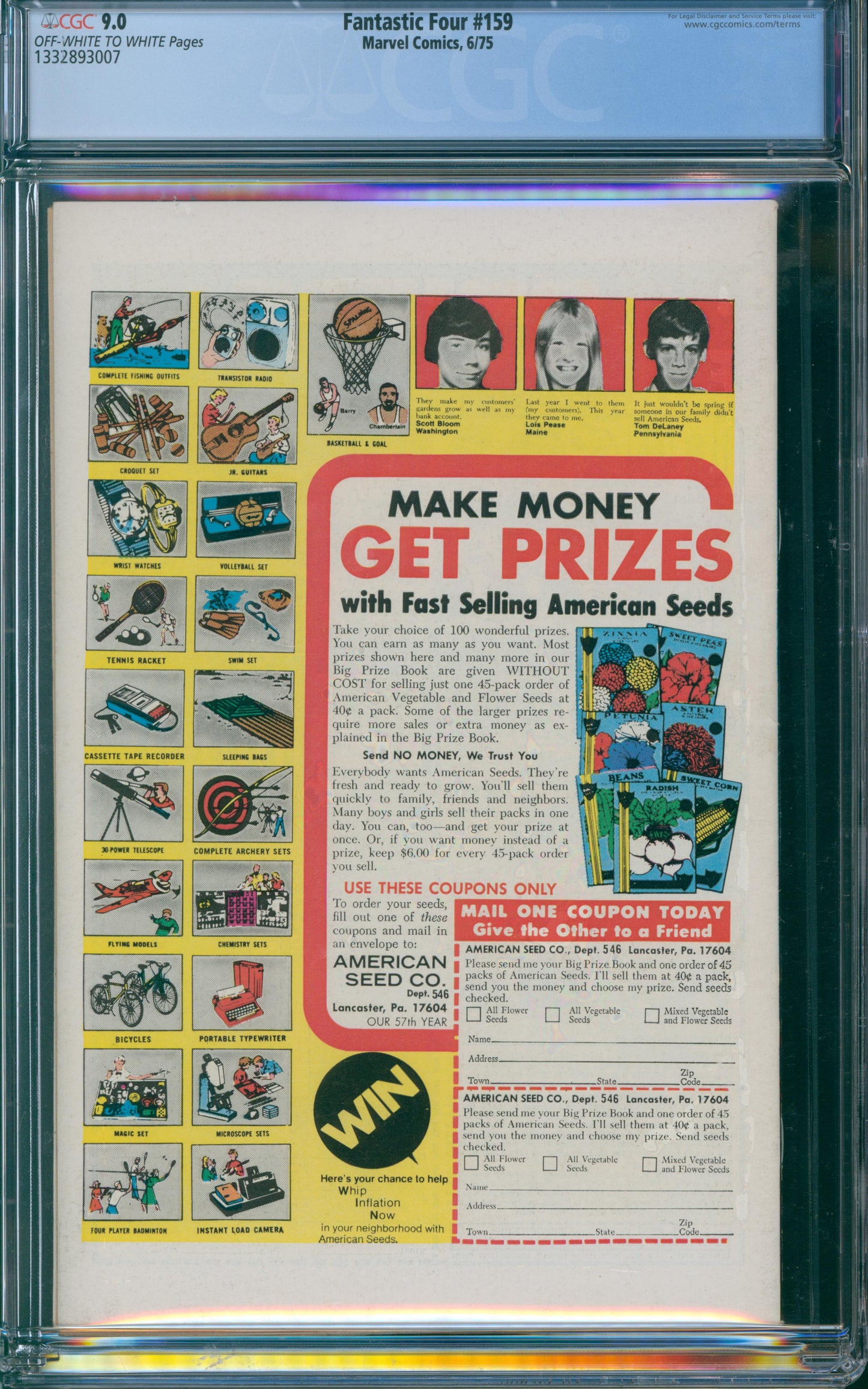 Fantastic Four #159 CGC 9.0 - 1975- The Invisible Girl Rejoins the Fantastic Four