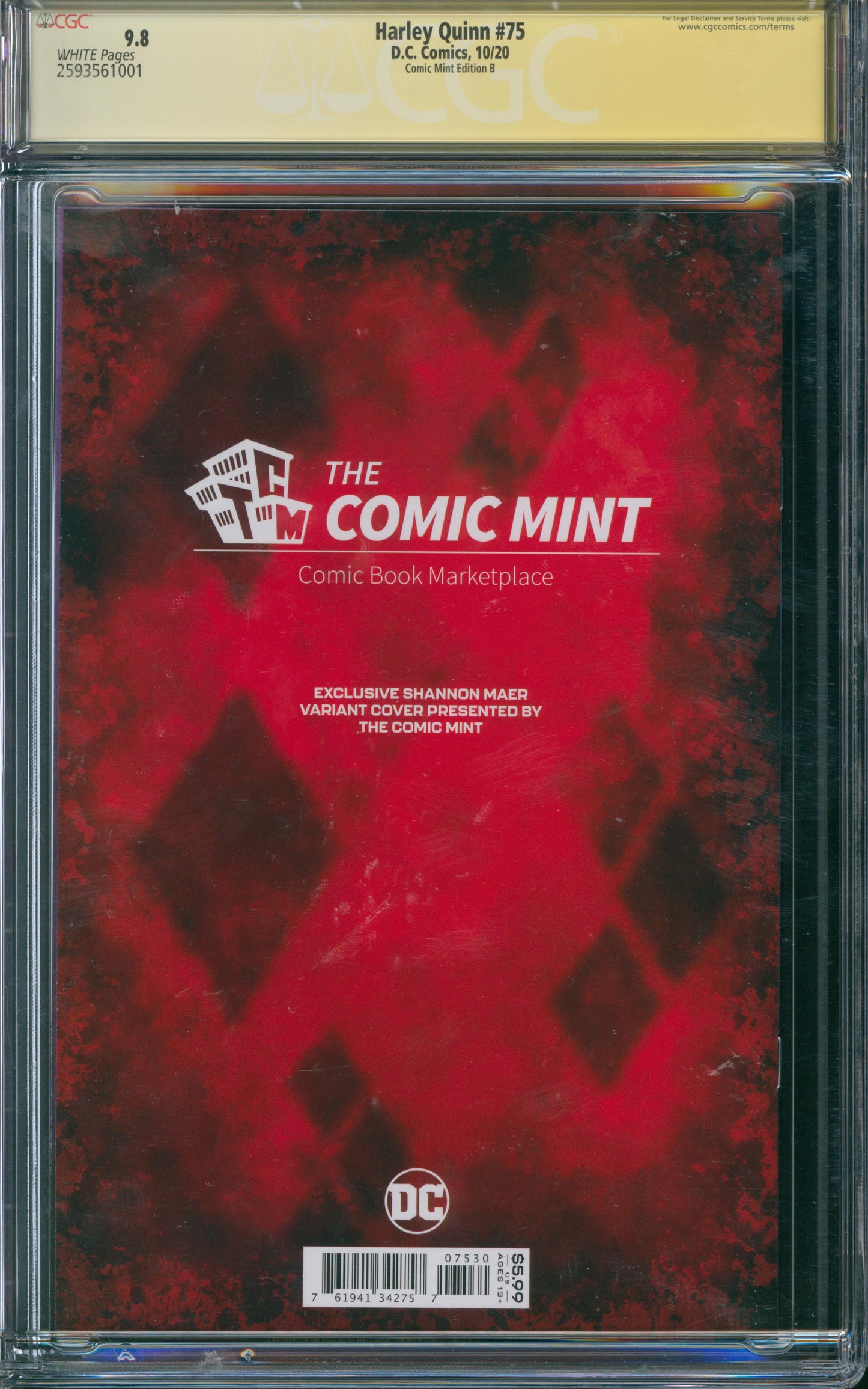 Harley Quinn #75 CGC 9.8 - Comic Mint Edition B - SIGNED BY SHANNON MAER ON 10/30/20