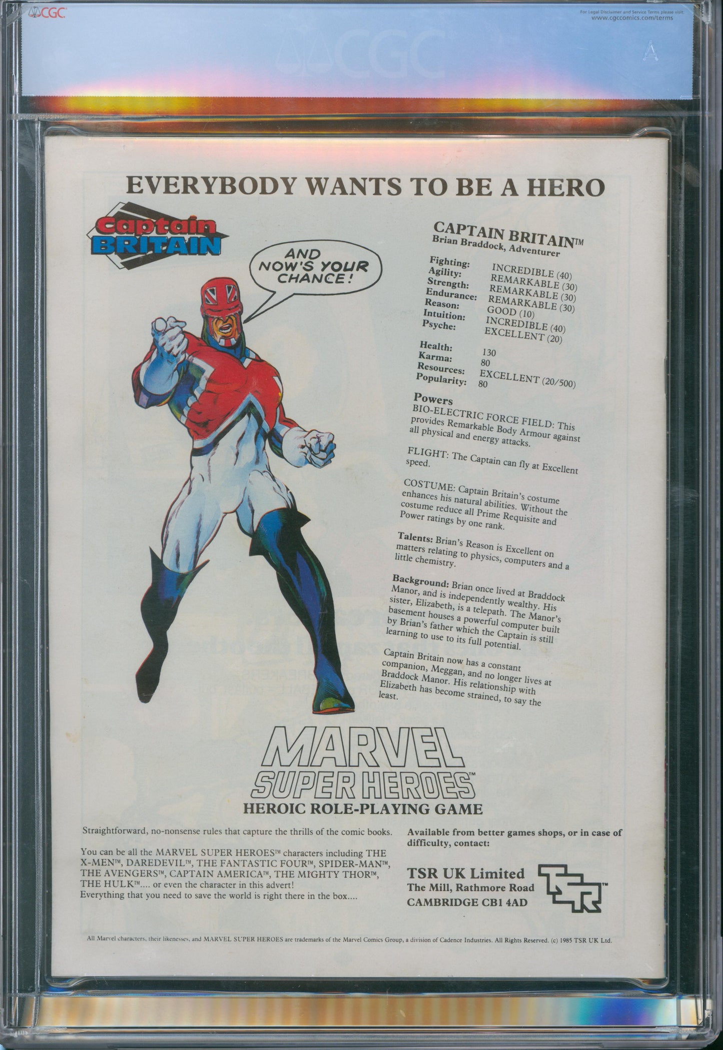 Captain Britain #12 CGC 9.0 - United Kingdom Variant - 1985
