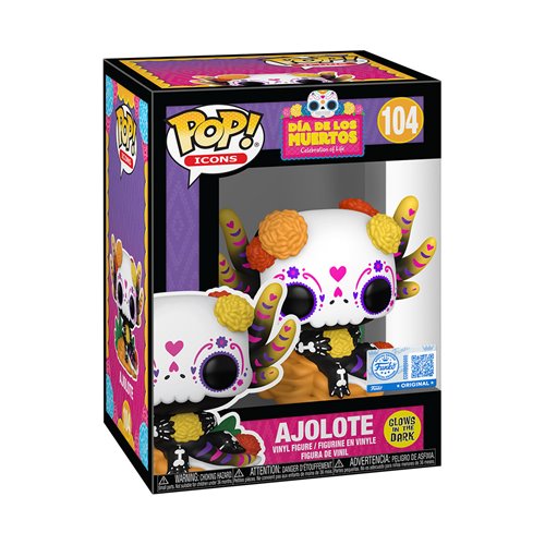 Dia De Los Muertos Ajolote Glow-in-the-Dark Funko Pop! Vinyl Figure #104 - Entertainment Earth Exclusive