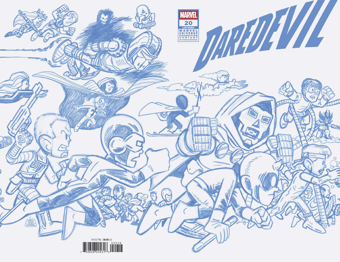 Daredevil #20 Chris Giarrusso Marvel Universe Connecting Blue Line Sketch Wrap Variant C