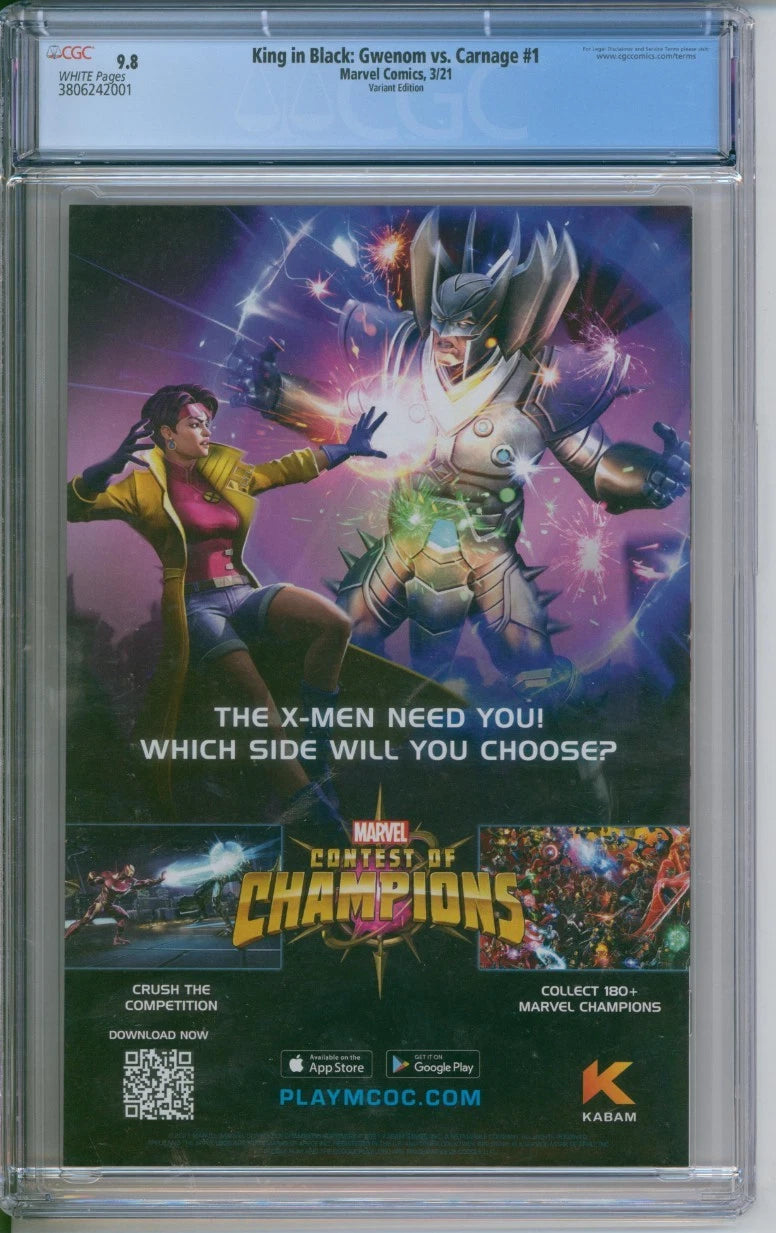 Marvel Comics King in Black: Gwenom vs. Carnage #1 CGC 9.8 (Variant Cover)