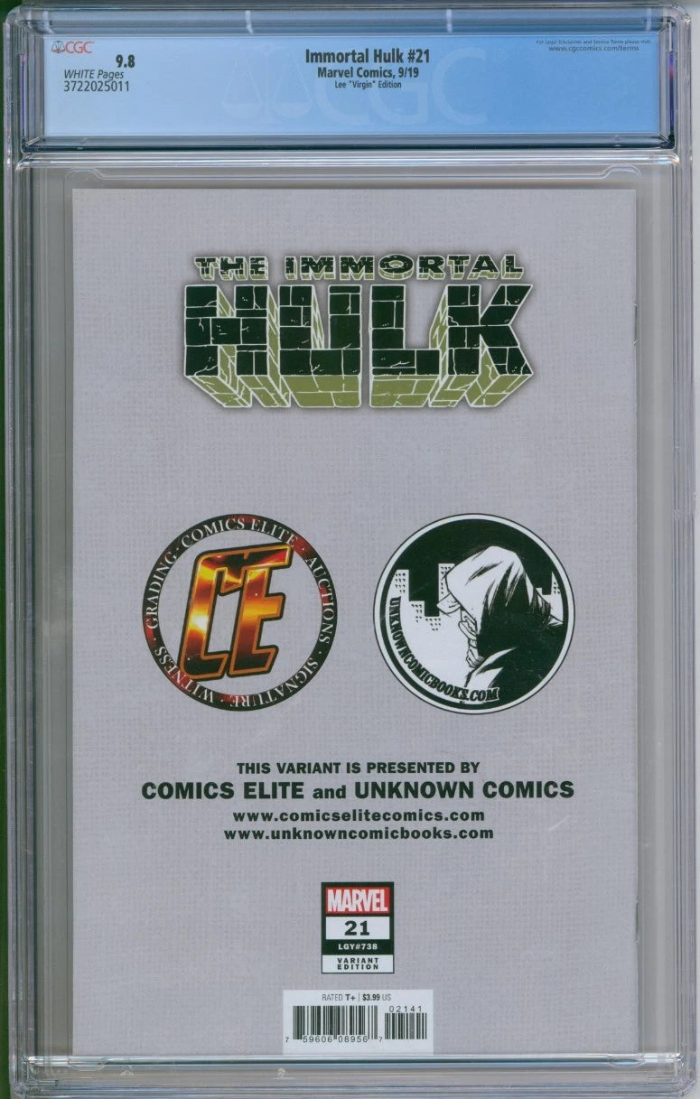 Marvel Comics Immortal Hulk #21 (LGY#378) CGC 9.8 (Lee "Virgin" Edition)