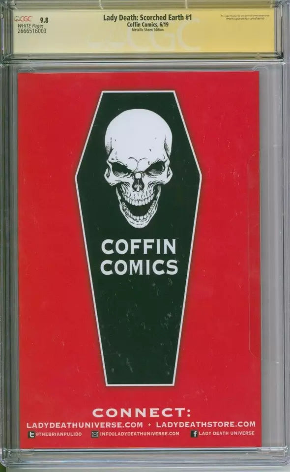 Lady Death: Scorched Earth #1 CGC 9.8 Signed By Pulido & Debalfo