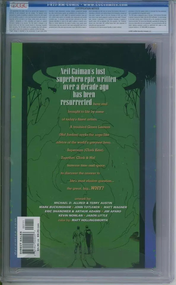 Green Lantern/Superman Legend Of The Green Flame CGC 9.8 Neil Gaiman