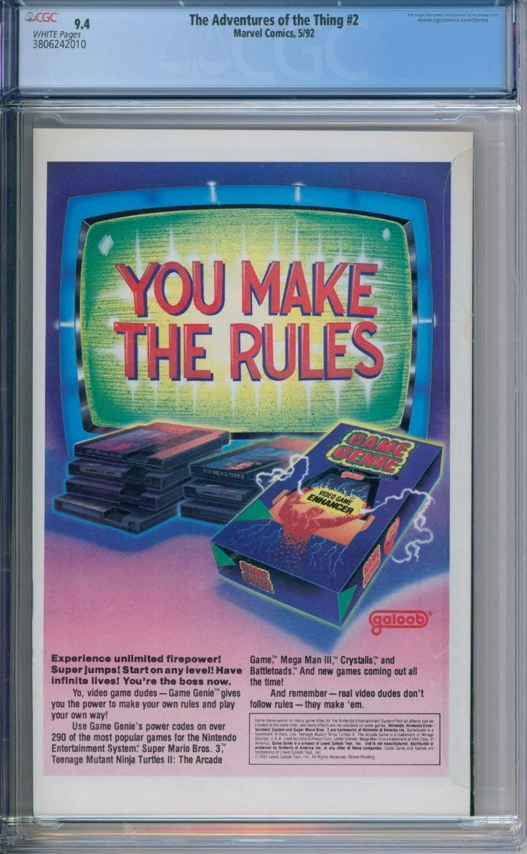 The Adventures Of The Thing #2 CGC 9.4 Joe Quesada Cover