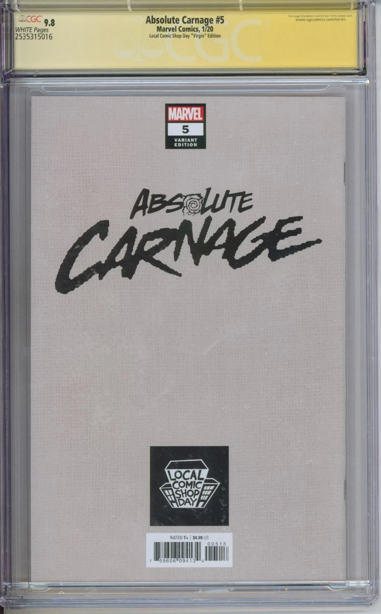 Absolute Carnage #5 CGC Signature Series 9.8 Signed By Donny Cates