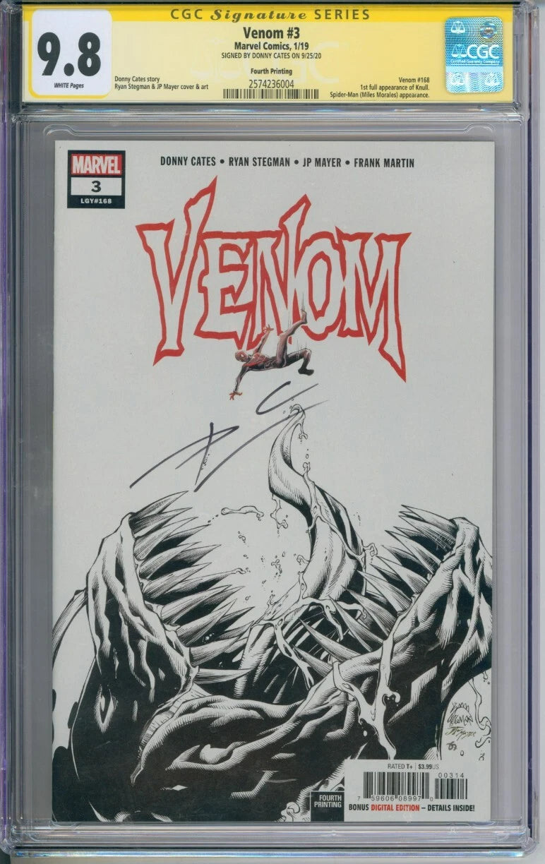 Venom #3 CGC Signature Series 9.8 Signed By Donny Cates Fourth Printing