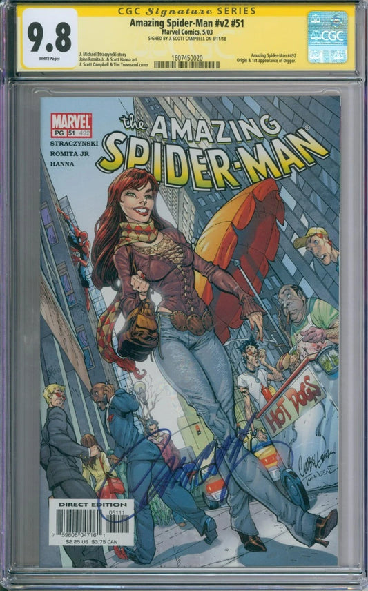 Amazing Spider-Man #51 CGC Signature Series 9.8 Signed J. Scott Campbell
