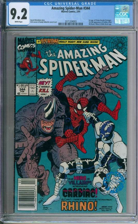 Amazing Spider-Man #344 CGC 9.2 1st Appearance Of Cletus Kasady