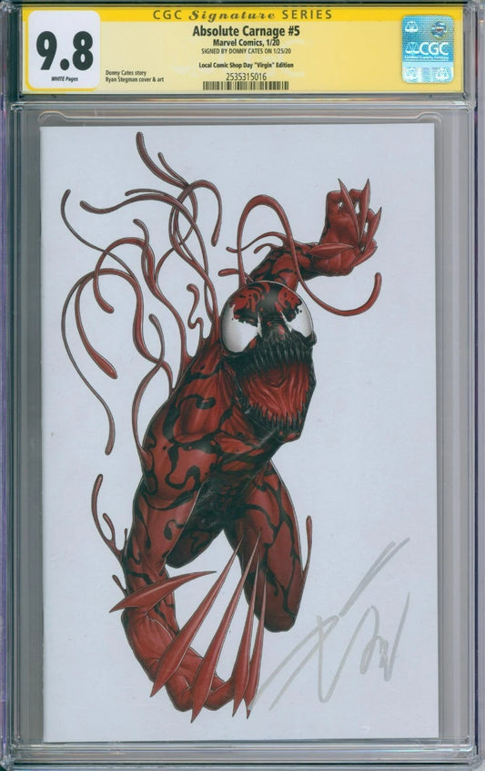 Absolute Carnage #5 CGC Signature Series 9.8 Signed By Donny Cates
