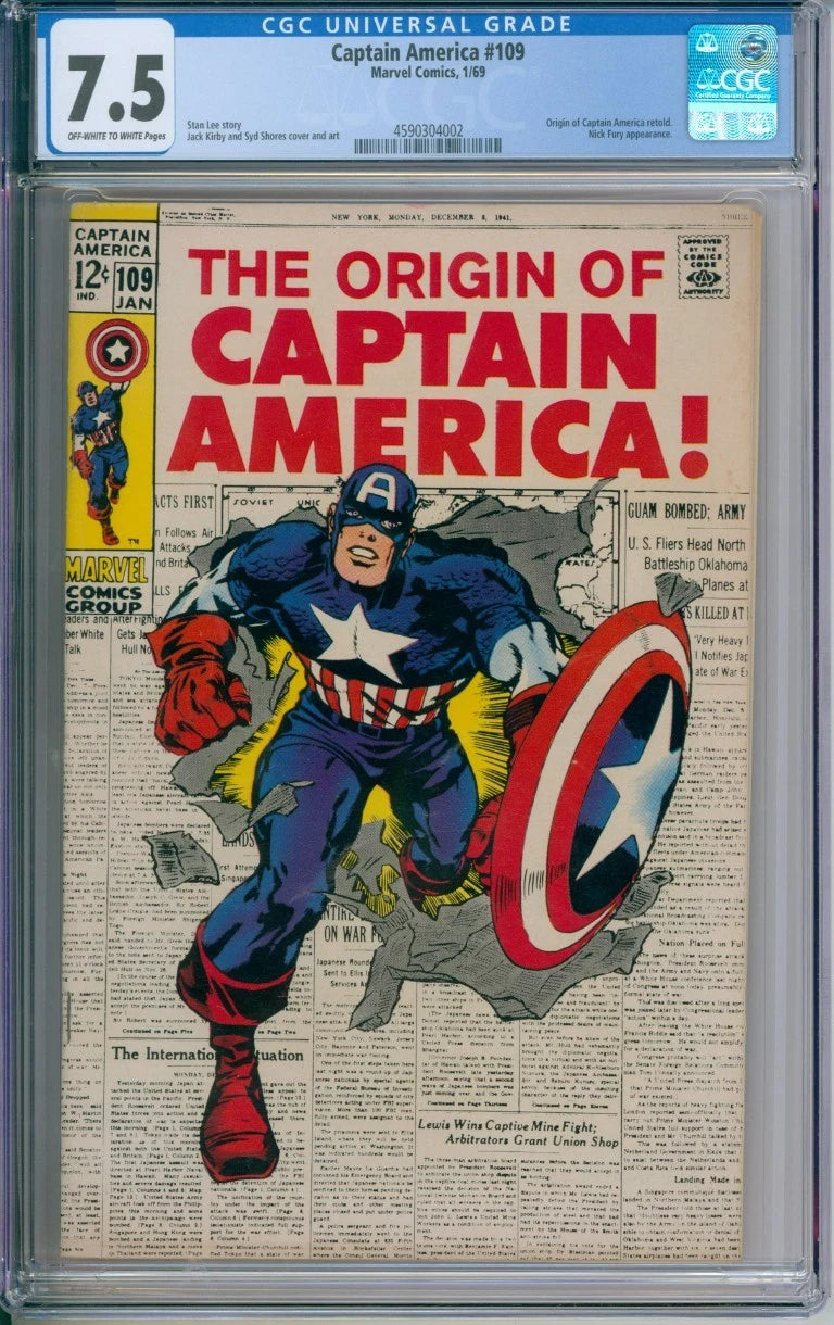 Captain America #109 CGC 7.5 Stan Lee Story & Jack Kirby Art
