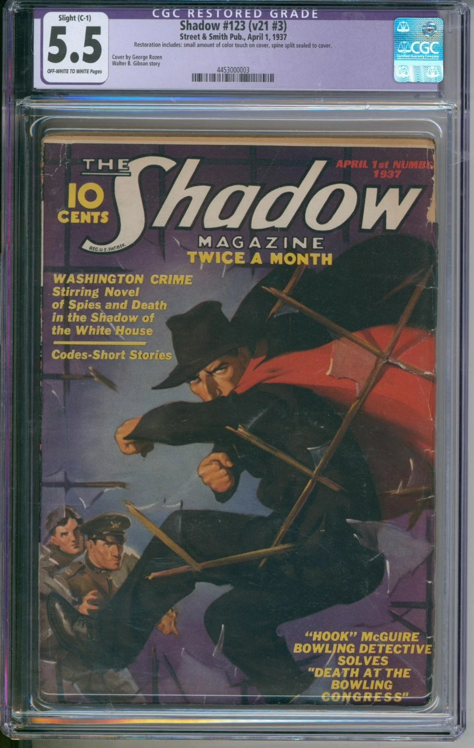 The Shadow #123 (v21 #3) CGC Restored Grade 5.5 Slight (C-1)