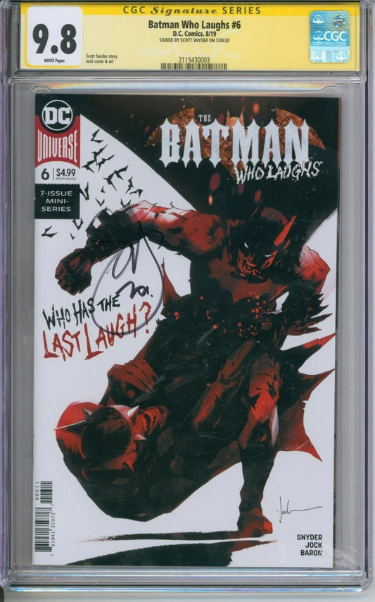 Batman Who Laughs #6 CGC Signature Series 9.8 Signed By Scott Snyder