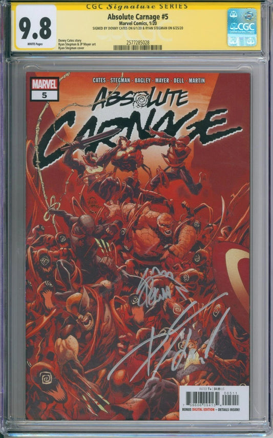 Absolute Carnage #5 CGC Signature Series 9.8 Signed By Cates & Stegman