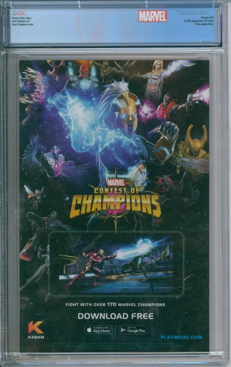 Venom #27 CGC 9.8 1st Full Appearance Of Codex