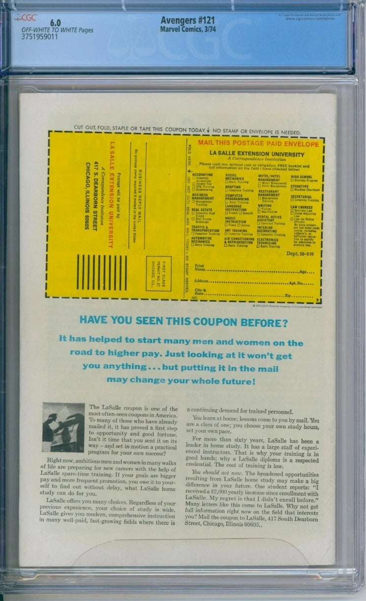 Avengers #121 CGC 6.0 Steve Englehart