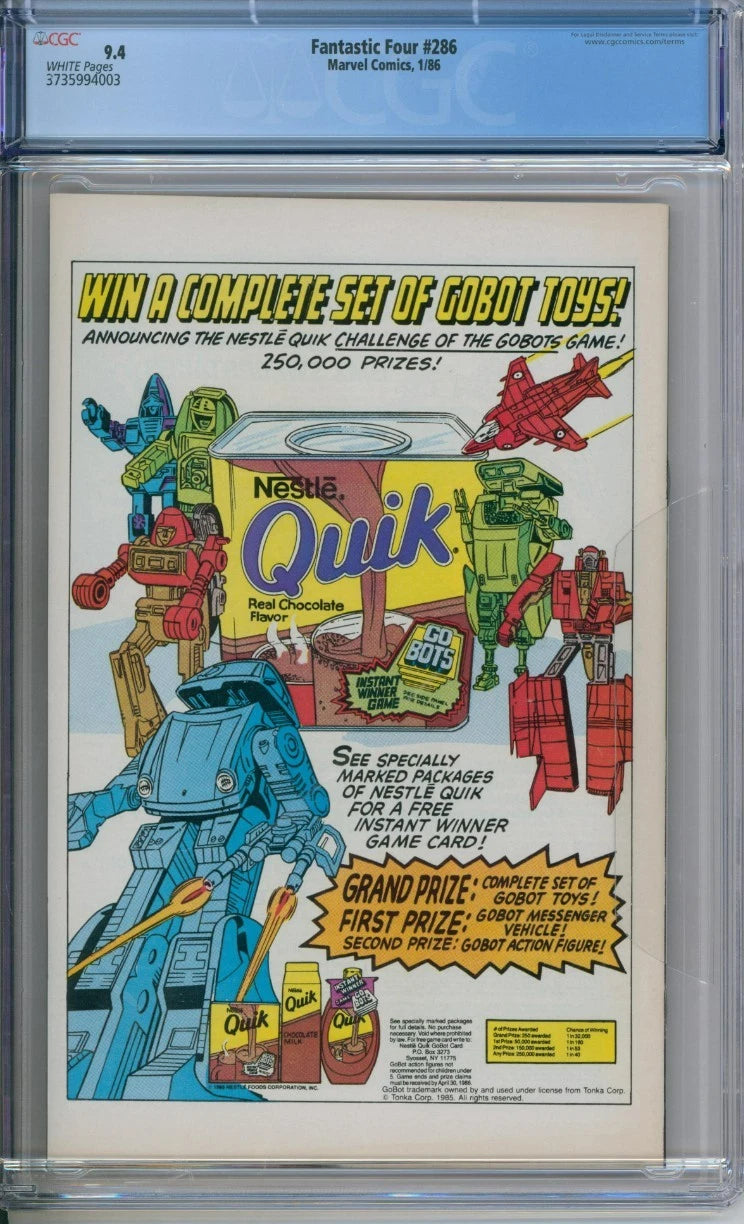 Fantastic Four #286 CGC 9.4 Return Of Jean Grey