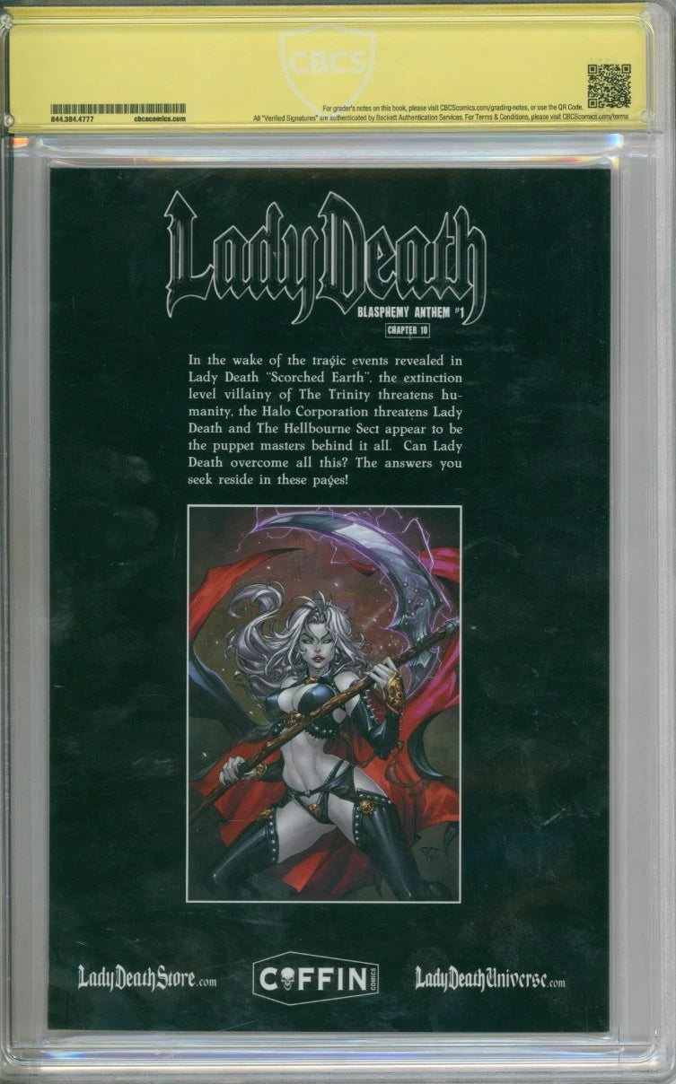 Lady Death: Blasphemy Anthem #1 CBCS 9.8 Signed By Vivvid Realm & Lady Satanus