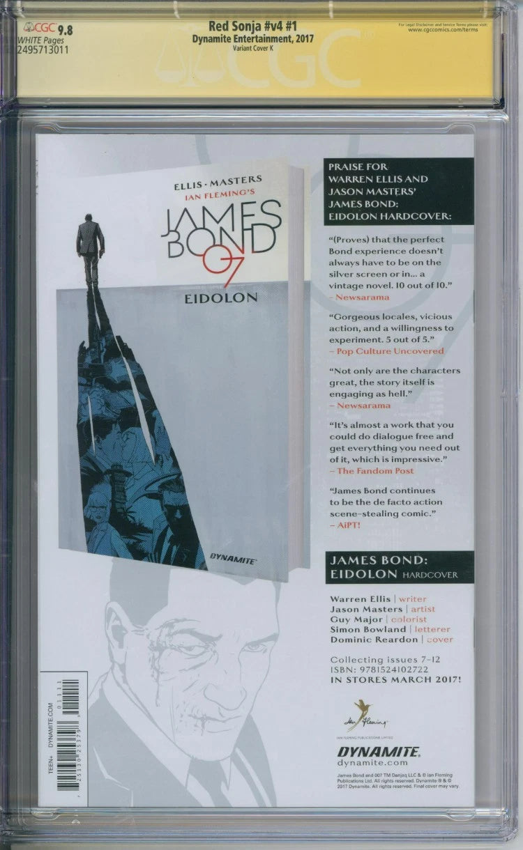 Red Sonja #1 Cover K CGC Signature Series 9.8 Signed By J. Scott Campbell (B)