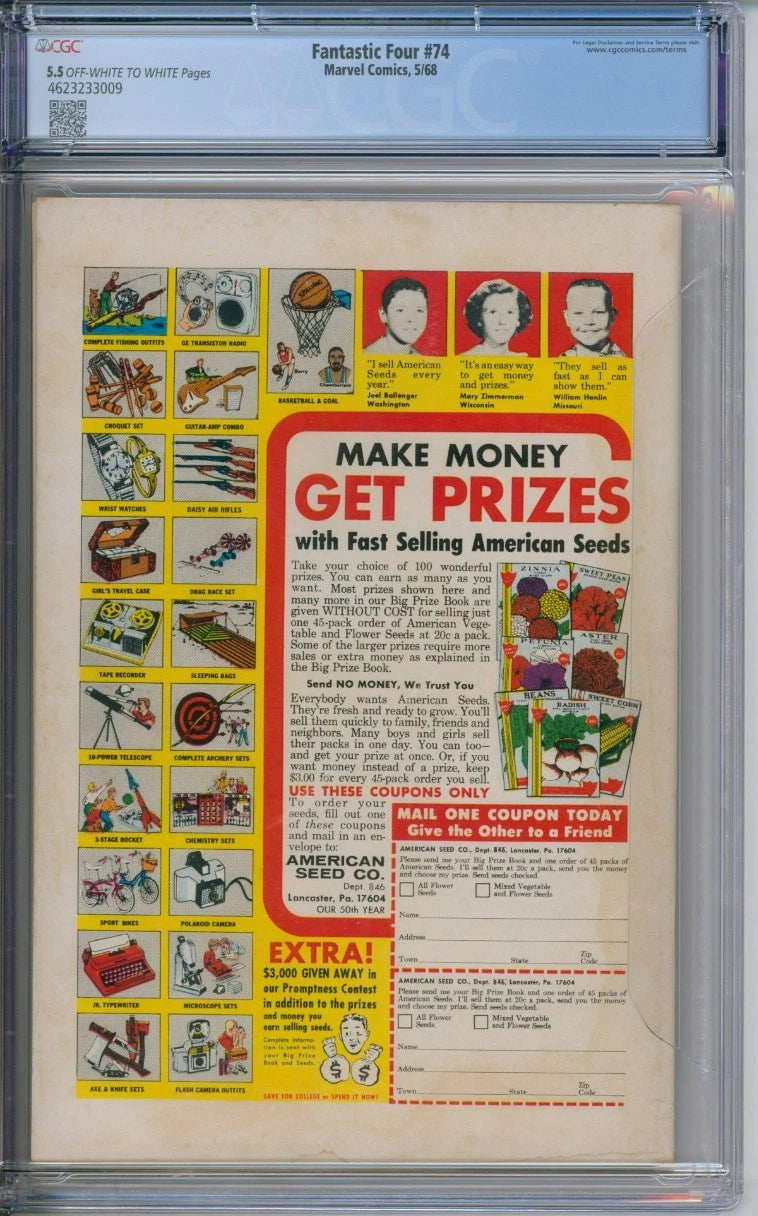 Fantastic Four #74 CGC 5.5 Stan Lee Jack Kirby Marvel Comics