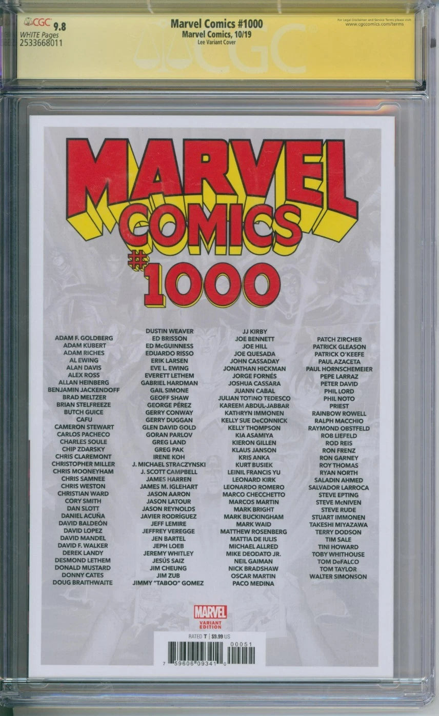 Marvel Comics #1000 CGC Signature Series 9.8 Signed by Inhyuk Lee