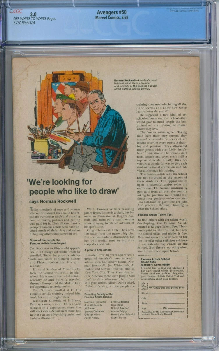 Avengers #50 CGC 3.0 Roy Thomas