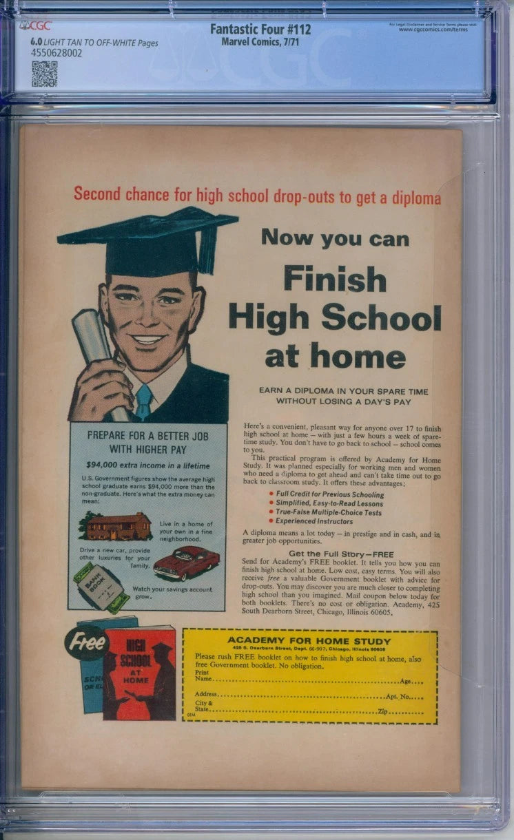 Fantastic Four #112 CGC 6.0 Hulk vs. Thing 1971