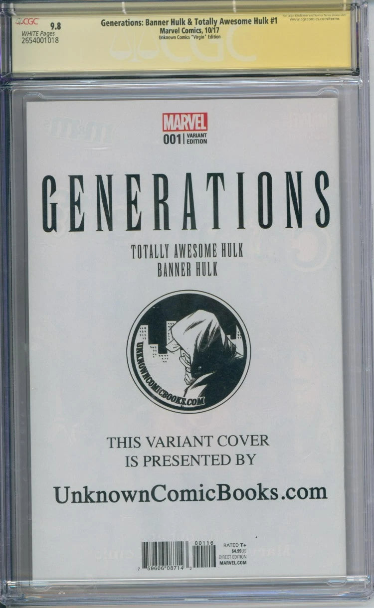 Generations: Banner Hulk & Totally Awesome Hulk #1 CGC Signature Series 9.8 Signed Greg Horn (Copy)