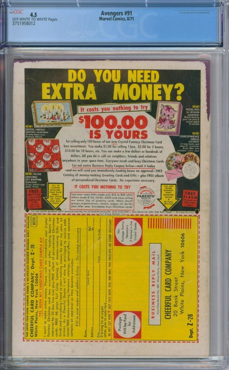 Avengers #91 CGC 4.5 Roy Thomas
