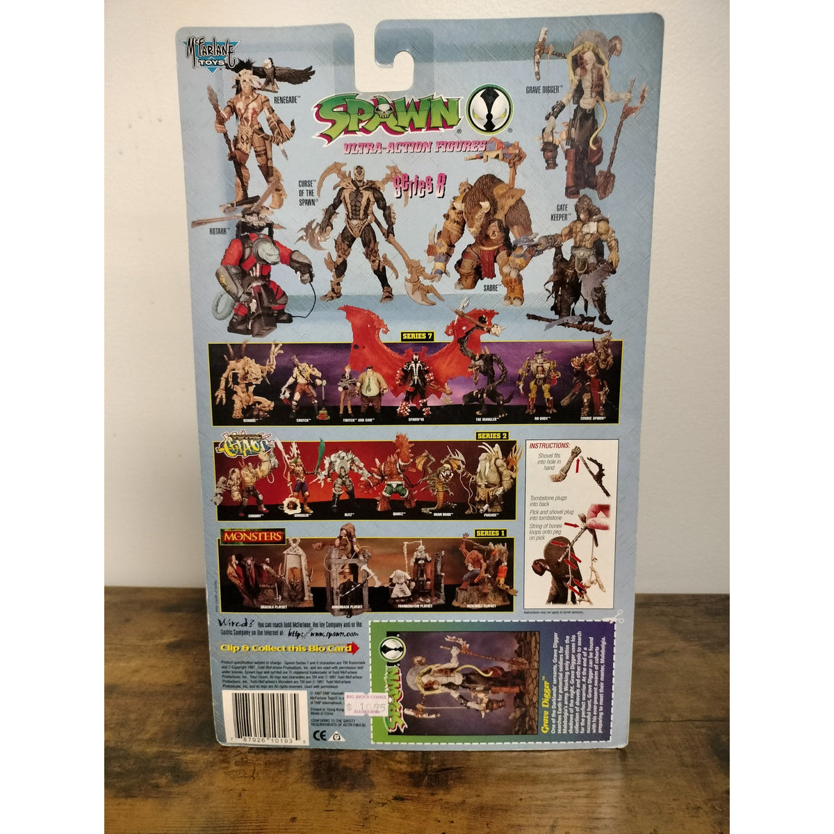Actual Grave Digger rear packaging, character bio and accessory instructions