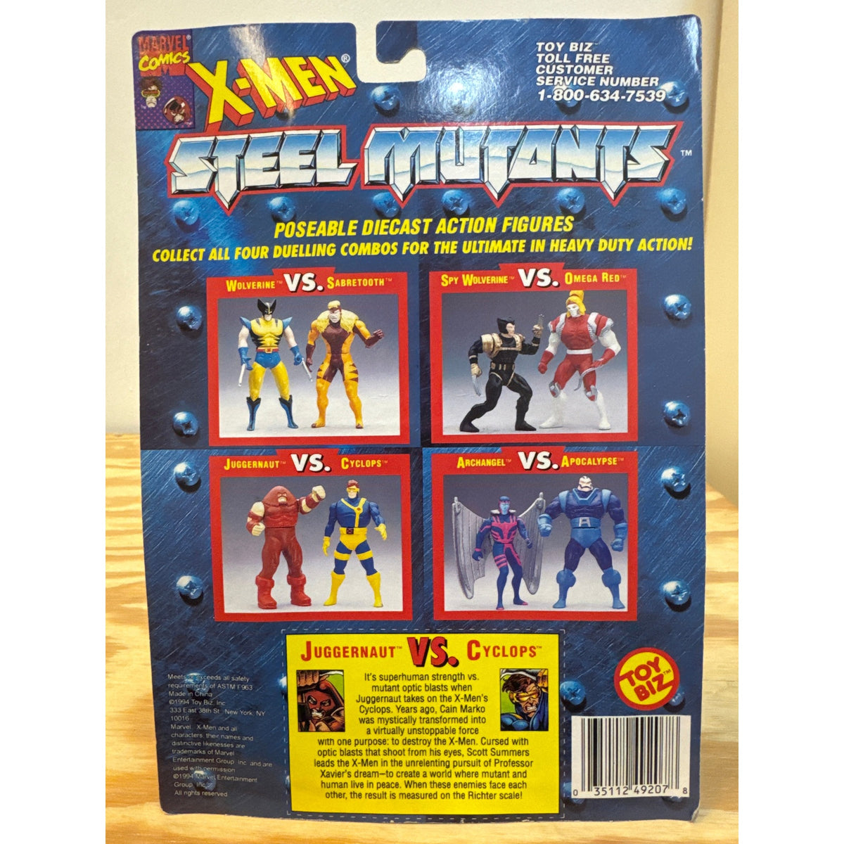 1994 Toy Biz X-Men Steel Mutants Juggernaut vs Cyclops carded set back