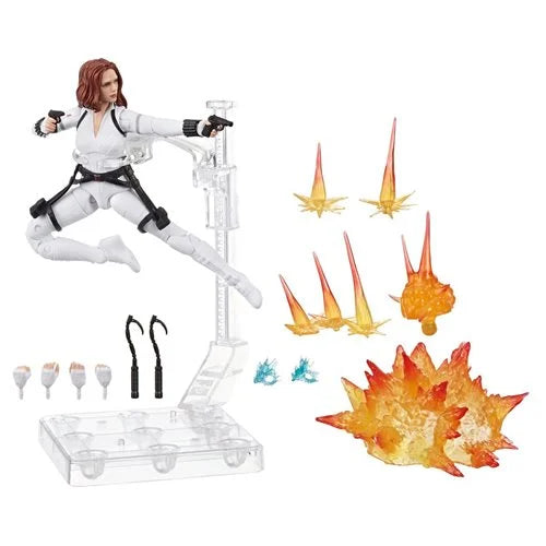 Black Widow Marvel Legends Deluxe White Costume with Stand