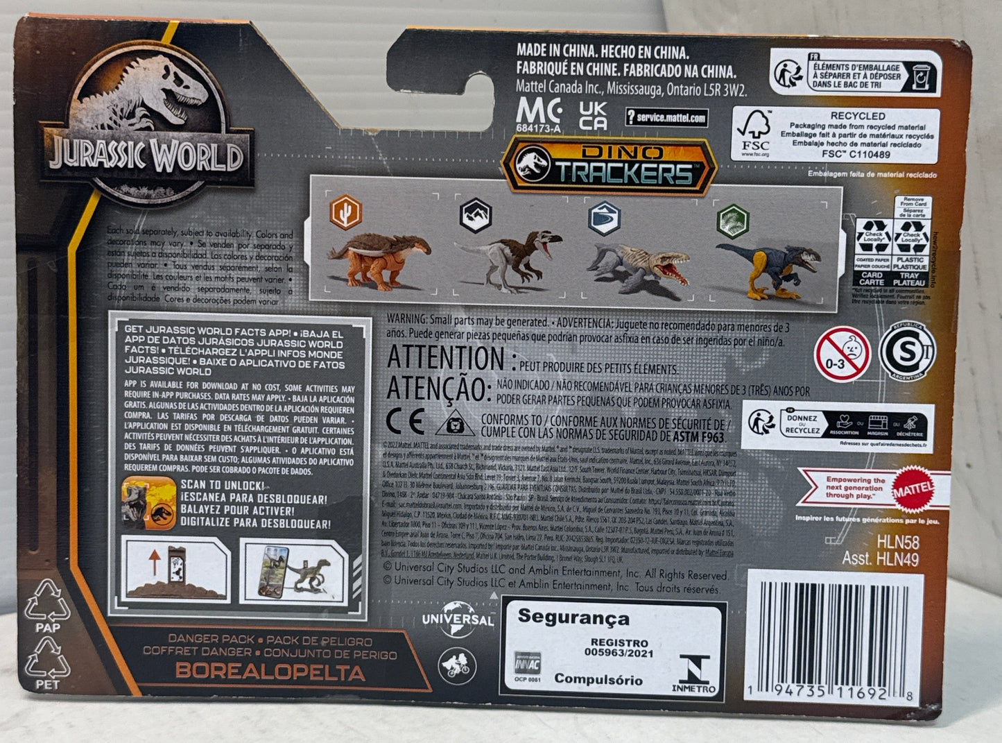 Jurassic World Dino Trackers Danger Pack Borealopelta Action Figure