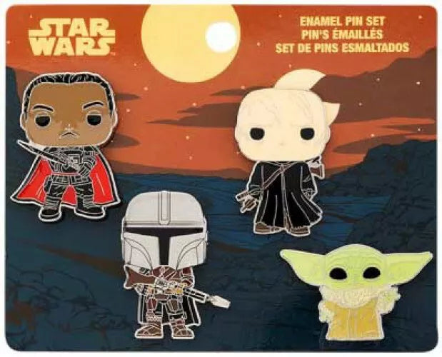 Star Wars The Mandalorian, Grogu, Boba Fett & Moff Gideon Enamel Pin 4-Pack