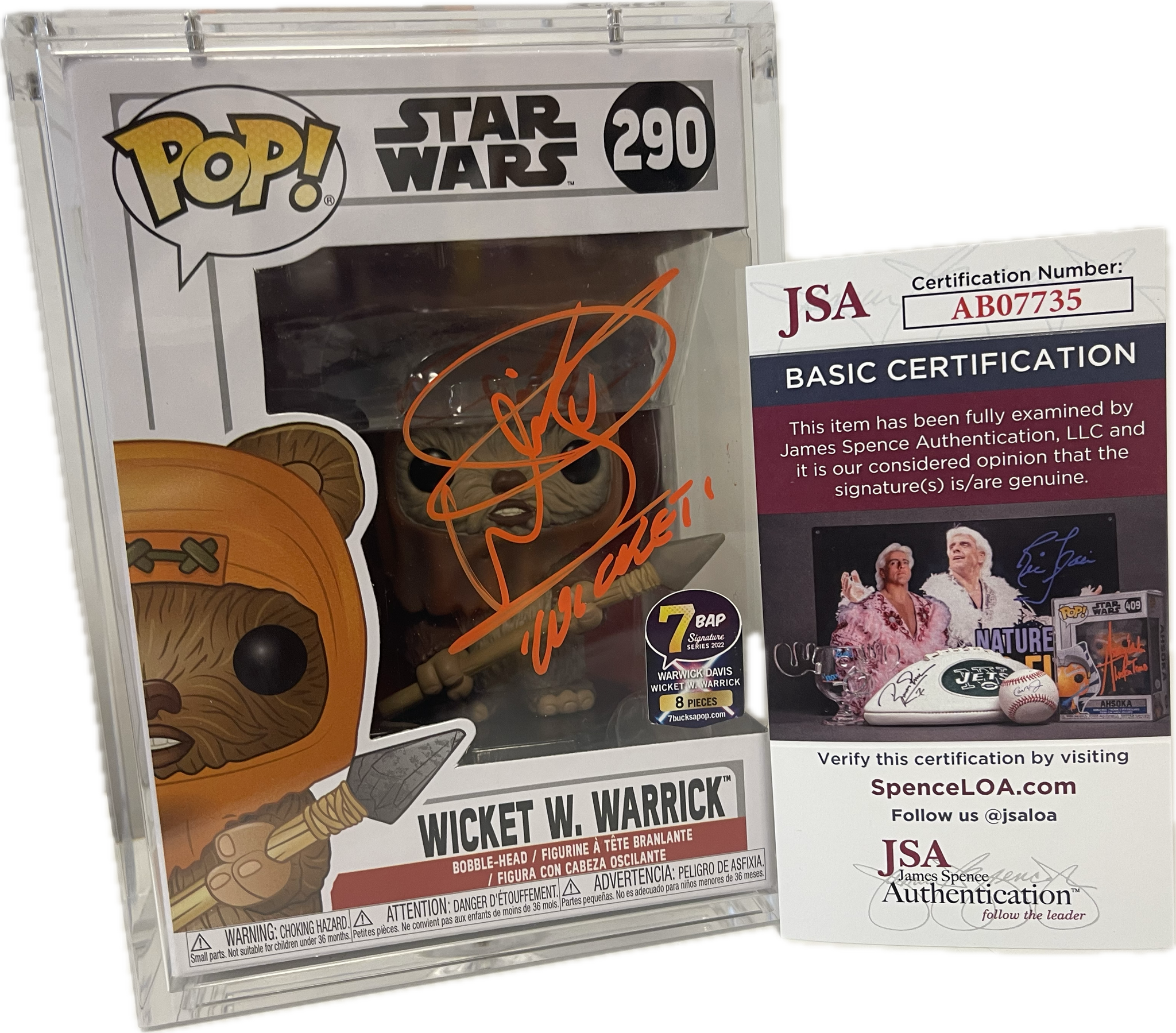 Pop 7BAP Signature Series Star Wars Wicket W. Warrick 290 Signed By Warwick Davis with JSA Certification